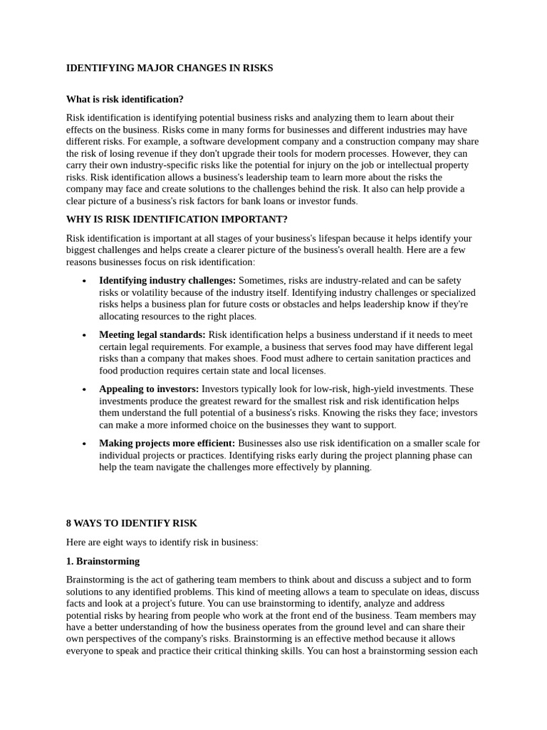 Effective Risk Identification Strategies | PDF | Brainstorming | Risk