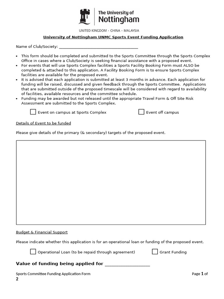 UNMC Sports Com Funding Application | PDF | Expense | Economies