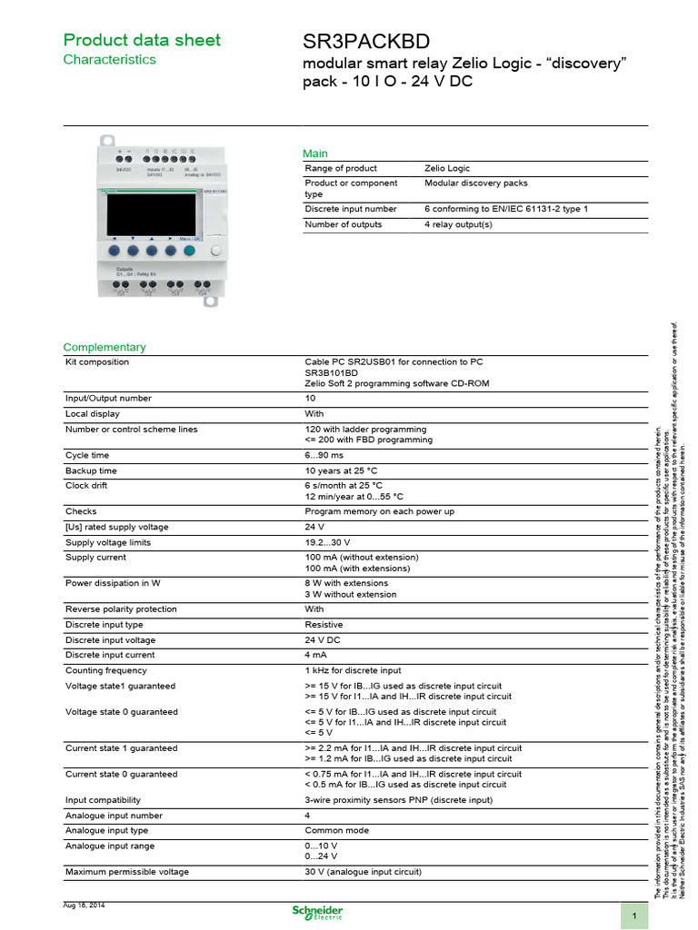 Zelio Logic Modular Smart Relay Specs | PDF | Relay | Computer Engineering