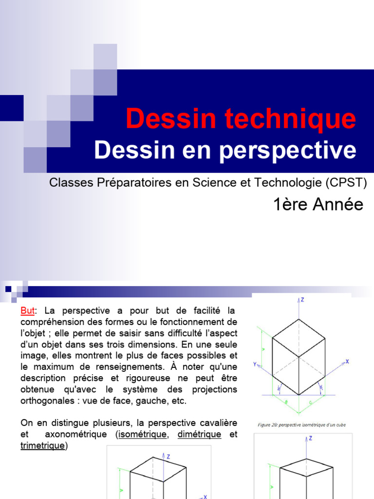 Dessin en Perspective Cavalière | PDF | Perspective (représentation ...