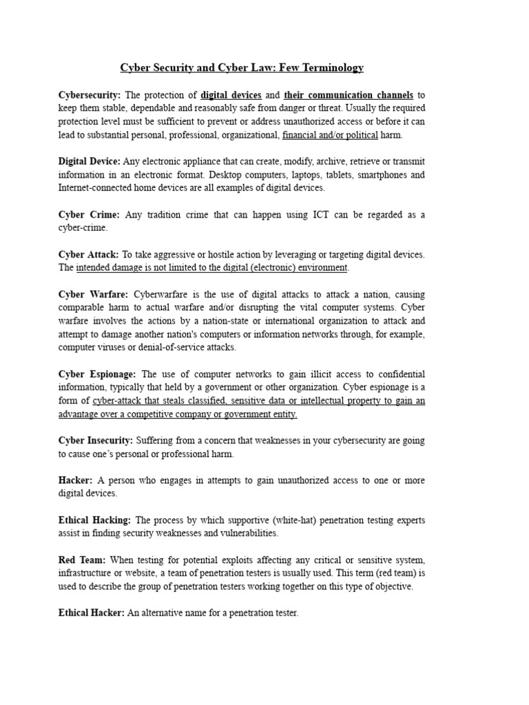 Cybersecurity Terms and Definitions Guide | PDF | Malware | Computer ...