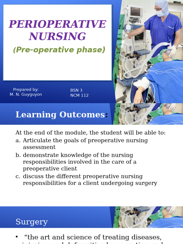 Preoperative Nursing Responsibilities Guide | PDF | Surgery | Clinical ...