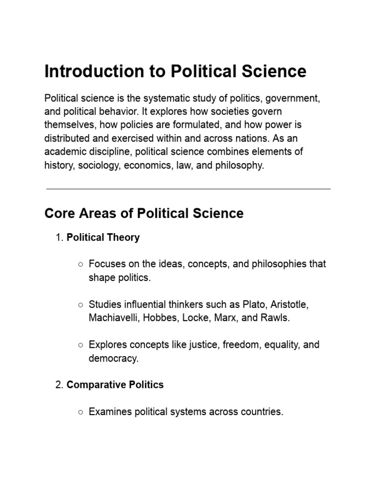 Overview of Political Science Fields | PDF | Political Science | Governance