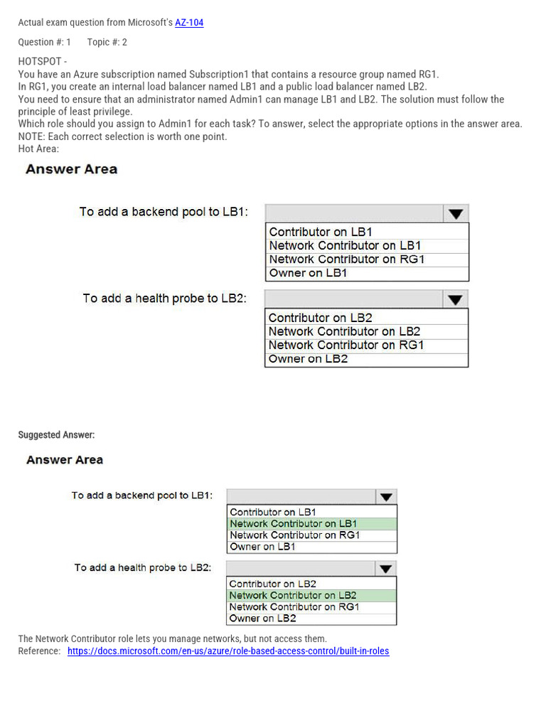 AZ-104 Exam Questions Overview | PDF | Active Directory | Microsoft Azure