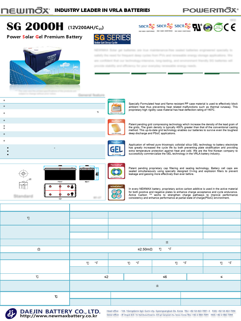 NEWMAX SG 2000H Solar Gel Battery | PDF | Galvanic Cells | Electricity