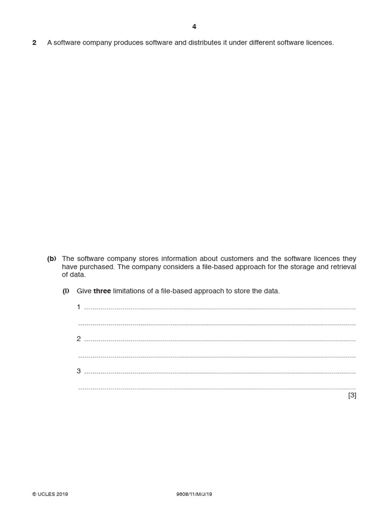1.8 Database 9608 s19 QP 11 | PDF | Databases | Computer Data