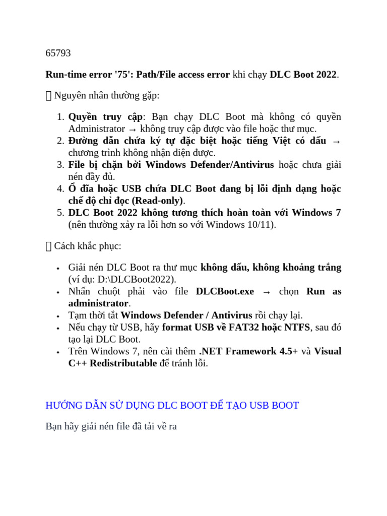 Hướng Dẫn Sử Dụng DLC Boot Để Tạo USB Boot | PDF