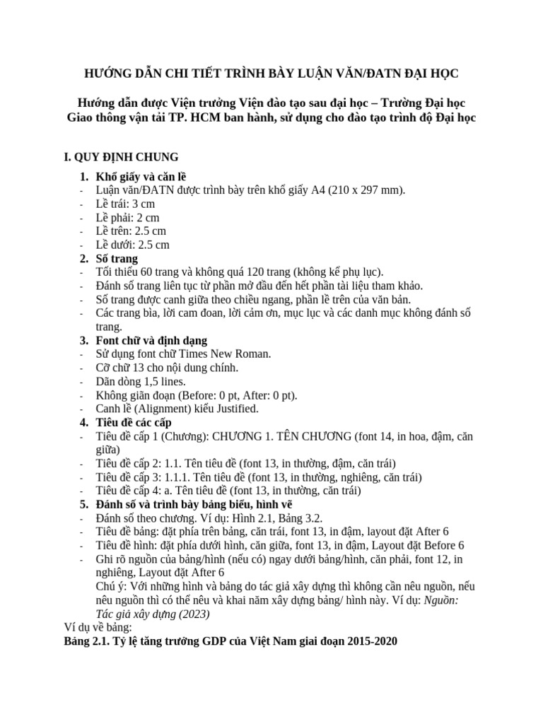 Huong Dan Chi Tiet Trinh Bay Luan Van | PDF