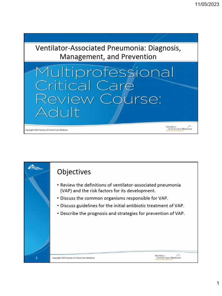 Ventilator Assosiated Pneumonia | PDF | Pneumonia | Methicillin ...