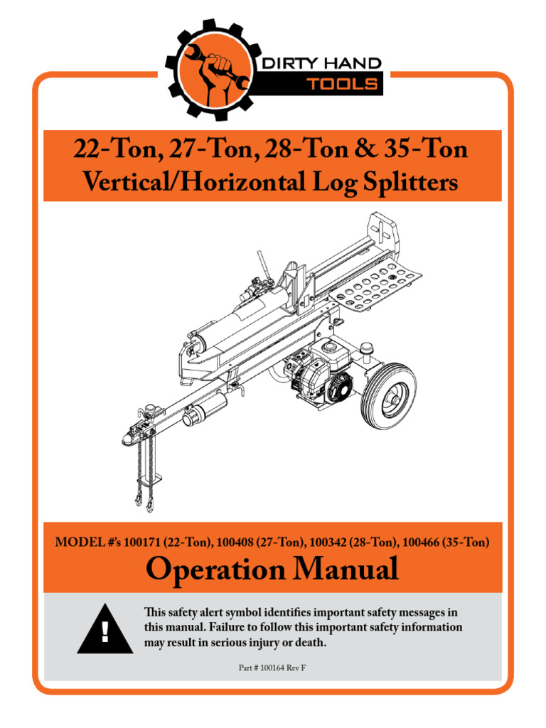 Log Splitter Operation Manual & Safety Guide | PDF | Screw | Nut (Hardware)