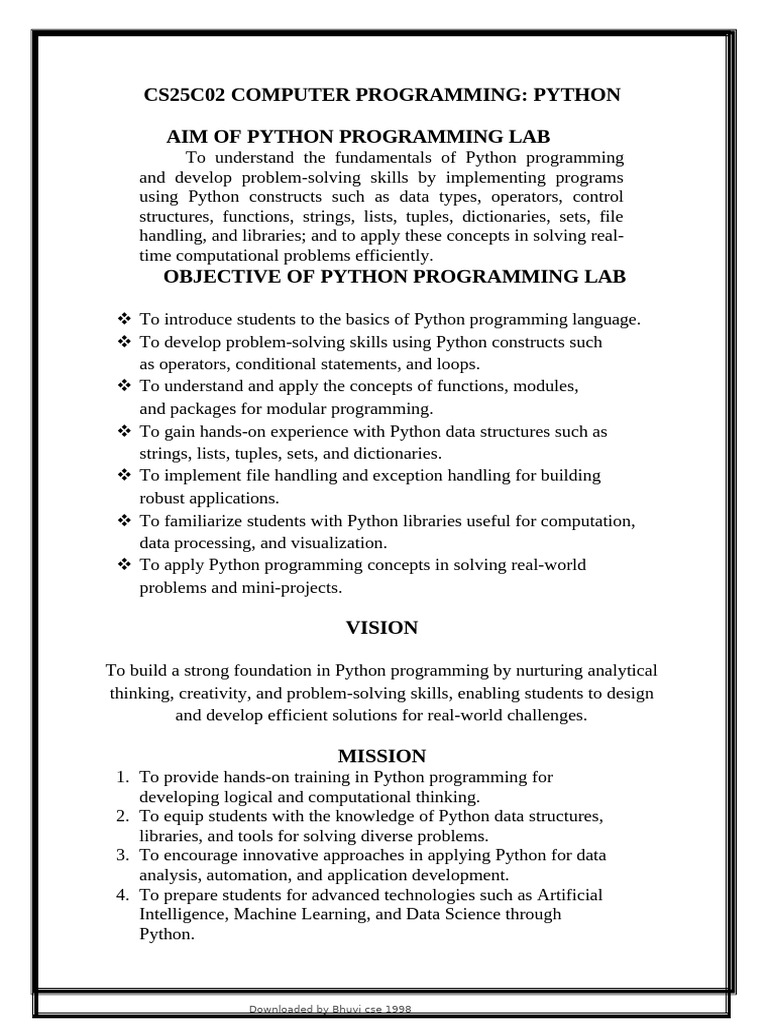 CS25C02 Python Programming Lab Guide | PDF | String (Computer Science ...