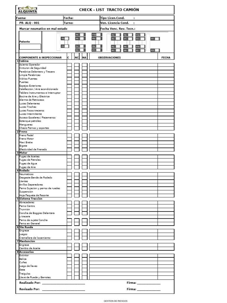Checklist de Gestión de Riesgos para Vehículos | PDF | Tecnologías ...