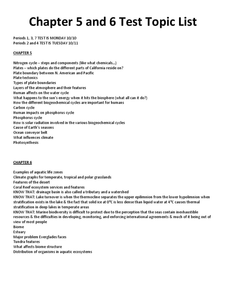 CH 5 6 Topic List | PDF