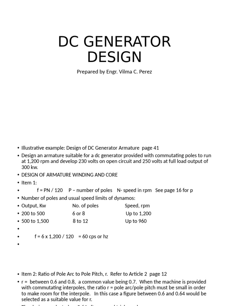 DC Generator Armature Design Guide | PDF | Electric Generator | Area