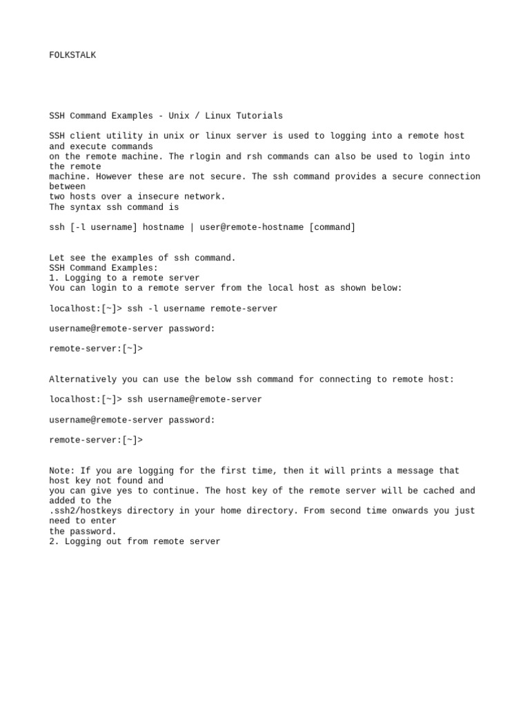 SSH, SCP, and WC Command Guide | PDF | Secure Shell | Software