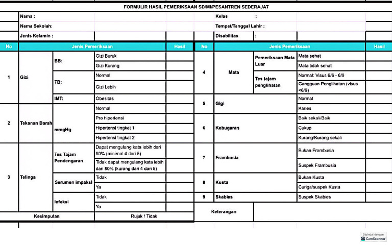 Formulir Bantu CKG | PDF