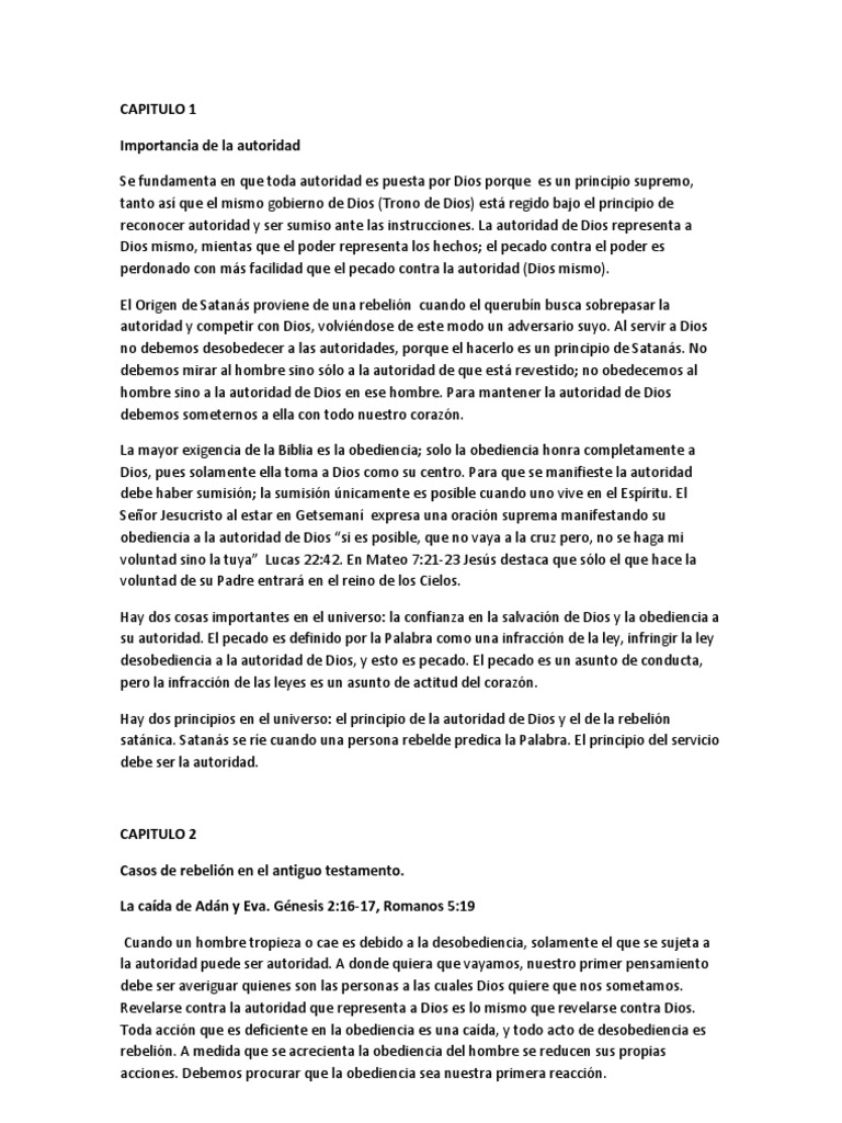 Autoridad Espiritual Pdf Obediencia Comportamiento Humano Pecado
