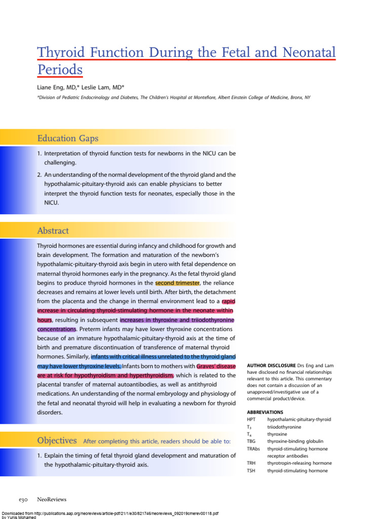 Fetal and Neonatal Thyroid Function Insights | PDF | Thyroid ...
