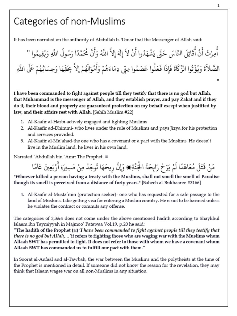 Categories of Non-Muslims Explained | PDF | Muhammad | God In Islam