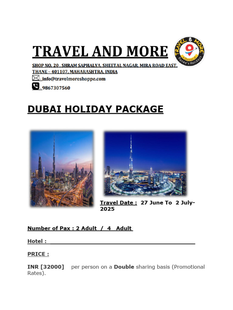 Dubai Holiday Package Piyush (1) New | PDF