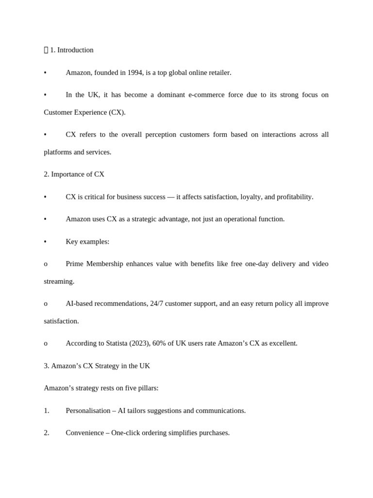Amazon's CX Strategy in the UK | PDF | Customer Experience | Artificial ...
