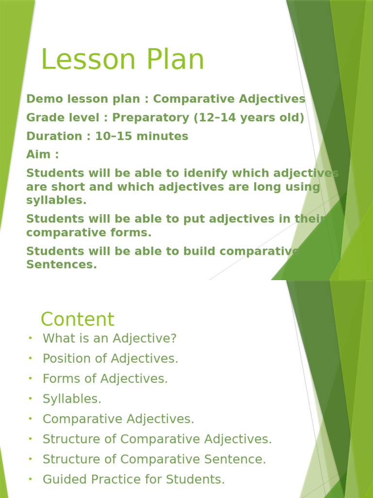 Comparative Adjectives Lesson Plan | PDF | Adjective | Linguistics