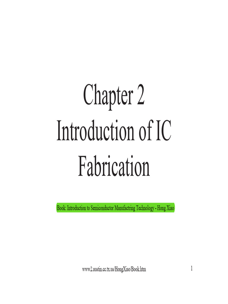 CH 02 Introduction To IC Fabrication | PDF | Semiconductor Device ...