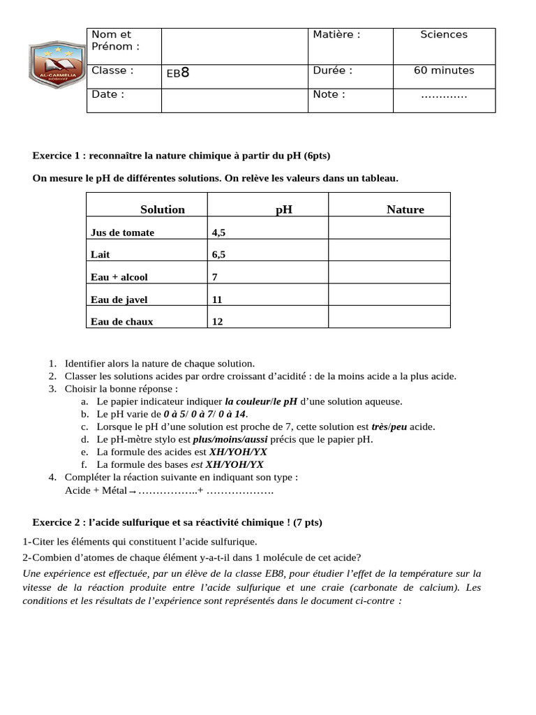 Analyse du pH et réactions chimiques | PDF | Hydroxyde de sodium | Ph