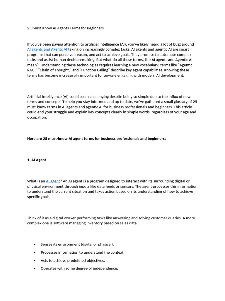 Essential AI Agents Terms Explained | PDF | Artificial Intelligence ...