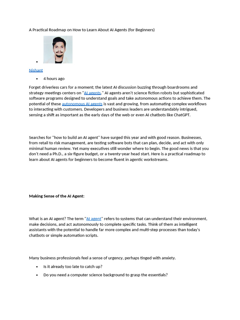 Beginner's Guide to Learning AI Agents | PDF | Artificial Intelligence ...
