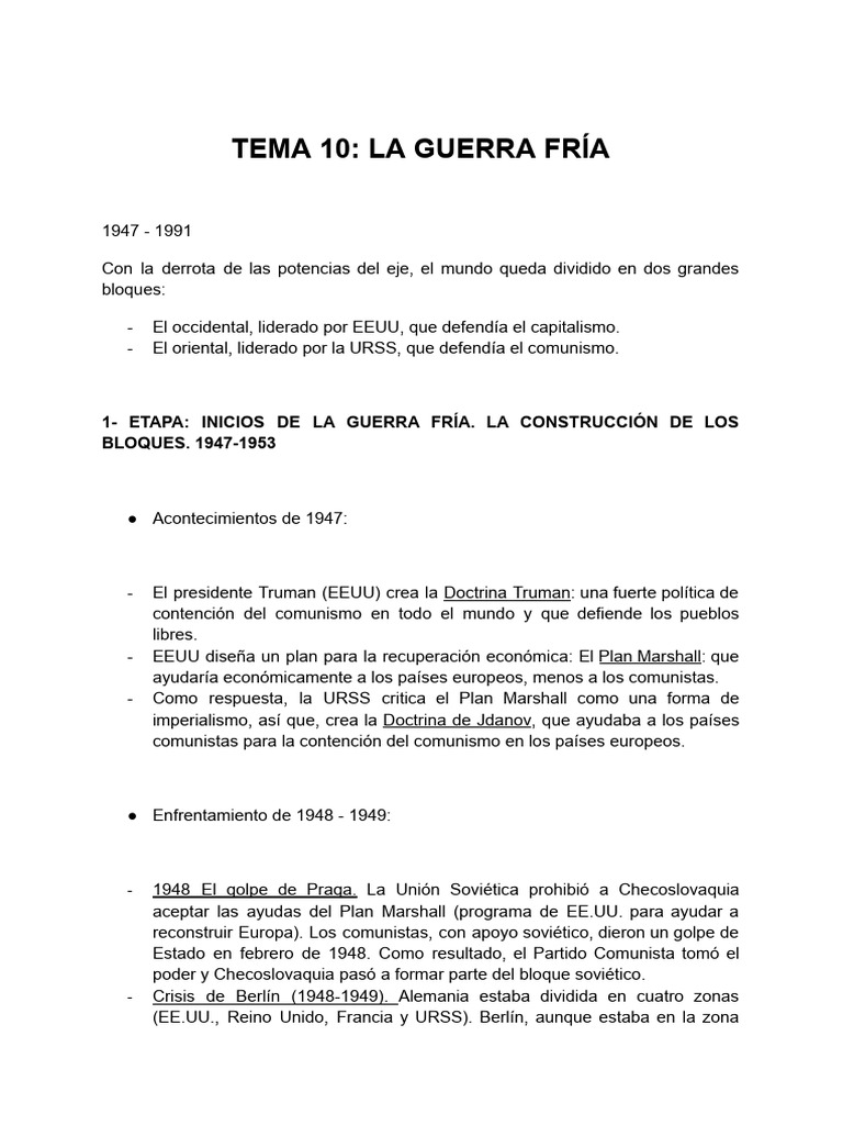 Historia de la Guerra Fría (1947-1991) | PDF | Guerra Fría | Unión ...