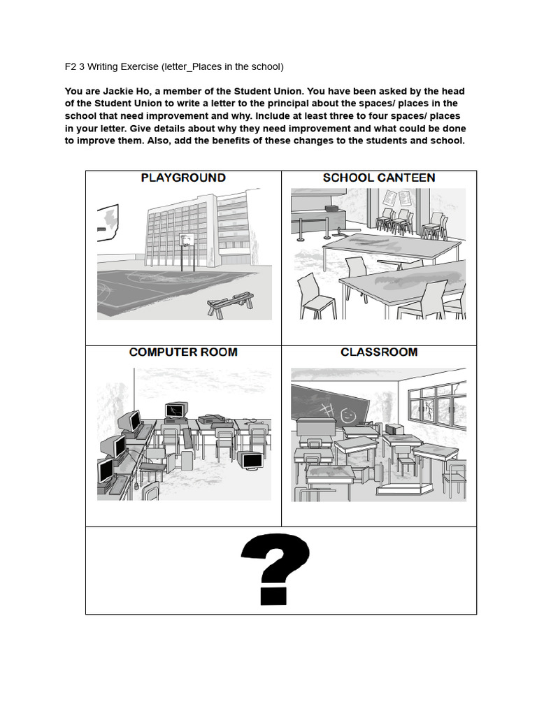 F2 Writing Exercise (Letter - Places in The School) | PDF | Linguistics ...