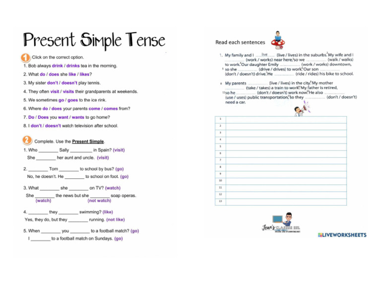 Present Simple Tense Exercises | PDF | Chess Openings | Chess