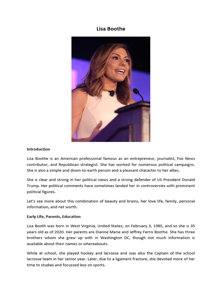 Lisa Boothe: Bio, Career, and Personal Life | PDF | Republican Party ...
