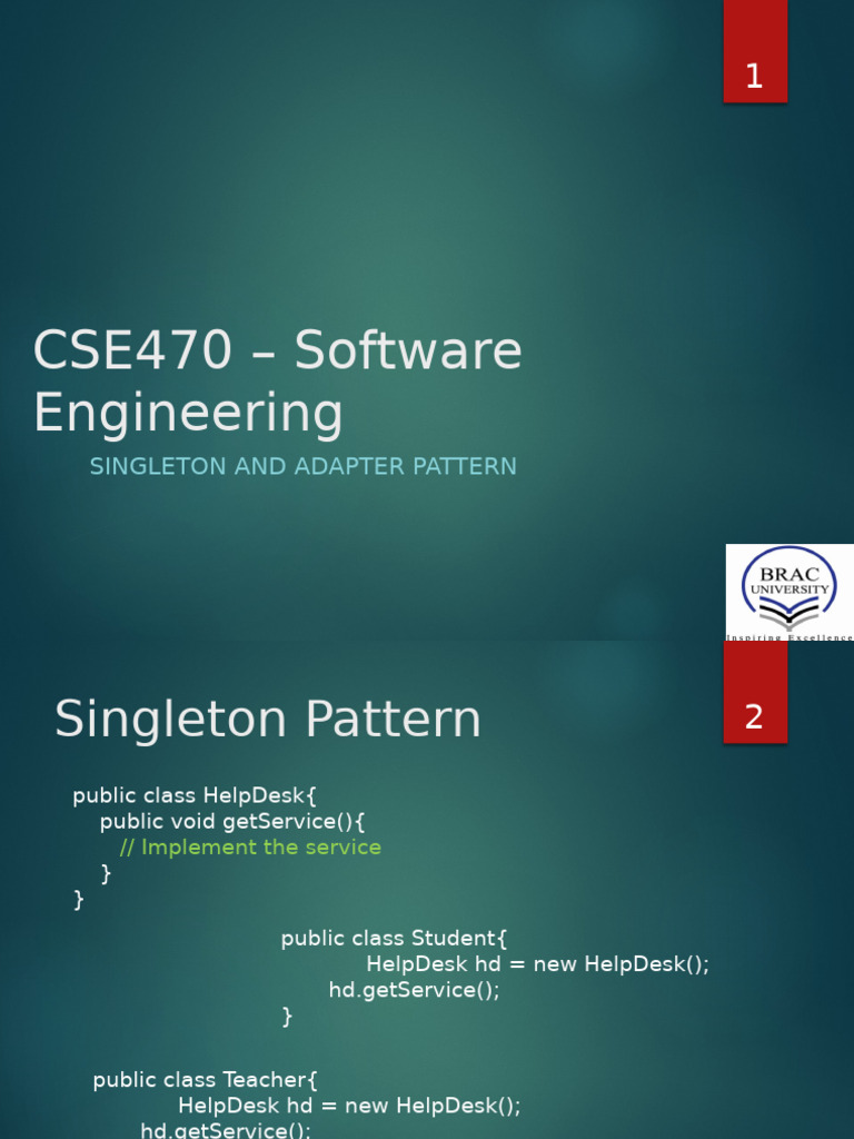 5.2.1 Singleton and Adapter Pattern - FZN | PDF | Class (Computer ...