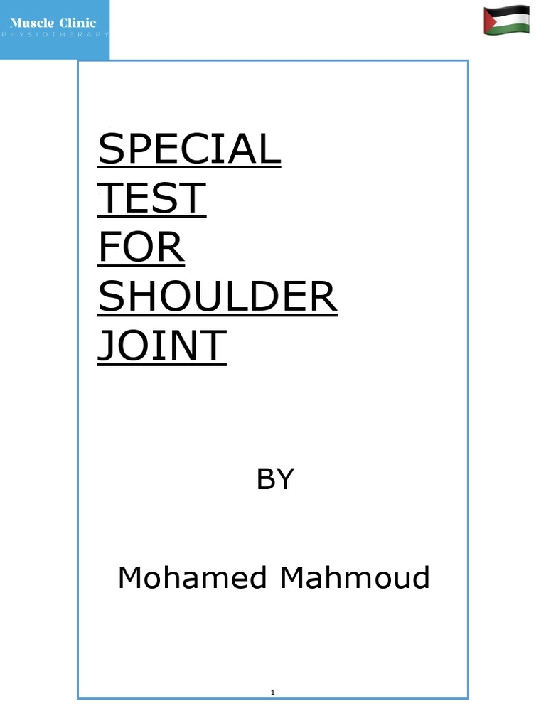Special Test For Shoulder Joint | PDF | Shoulder | Anatomical Terms Of ...