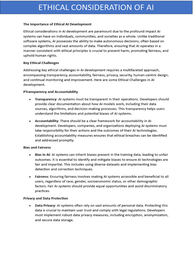 Ethical AI Development Principles | PDF | Artificial Intelligence ...