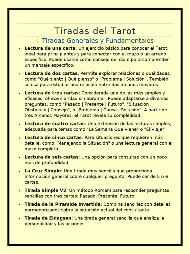 Tiradas de Tarot y Arcanos Mayores | PDF | Tarot | Arcanos Mayores
