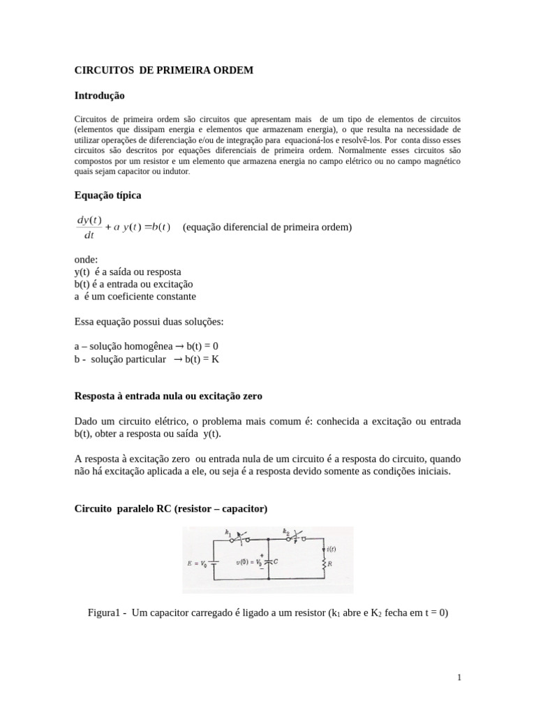 Circuitos de Primeira Ordem: Análise e Respostas | PDF | Rede elétrica ...