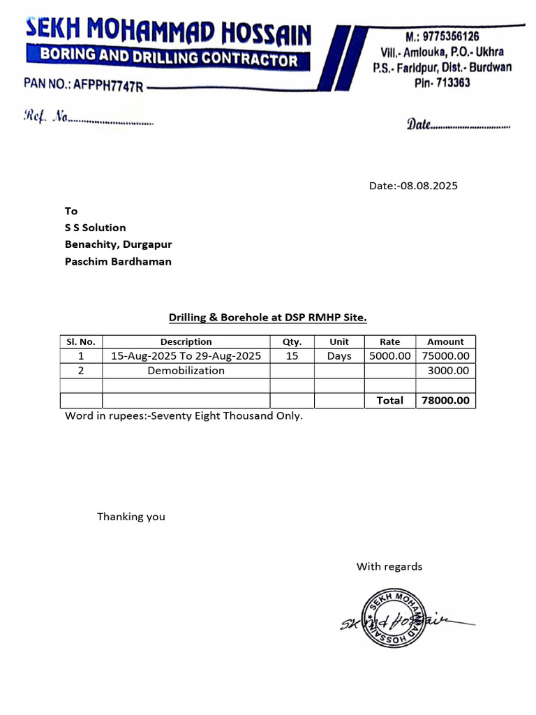 Drilling Contract Proposal for DSP RMHP | PDF