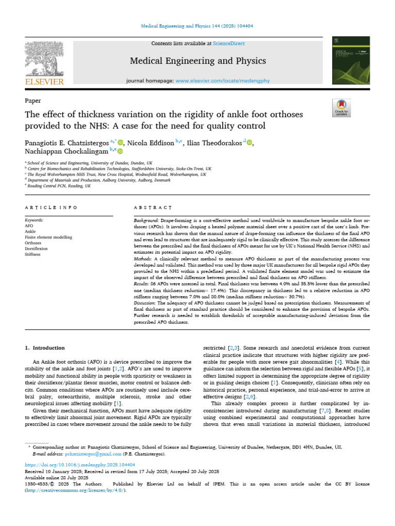 The Effect of Thickness Variation On The Rigidity of Ankle Foot ...