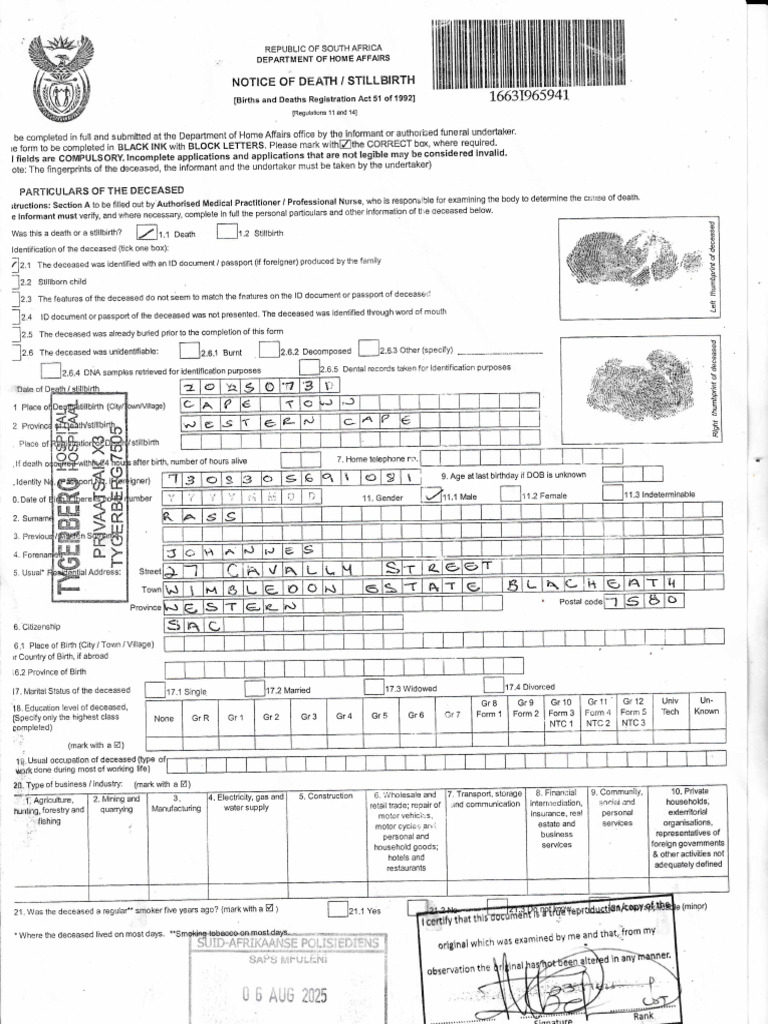DHA-1663 and BI-1663 Death Forms | PDF
