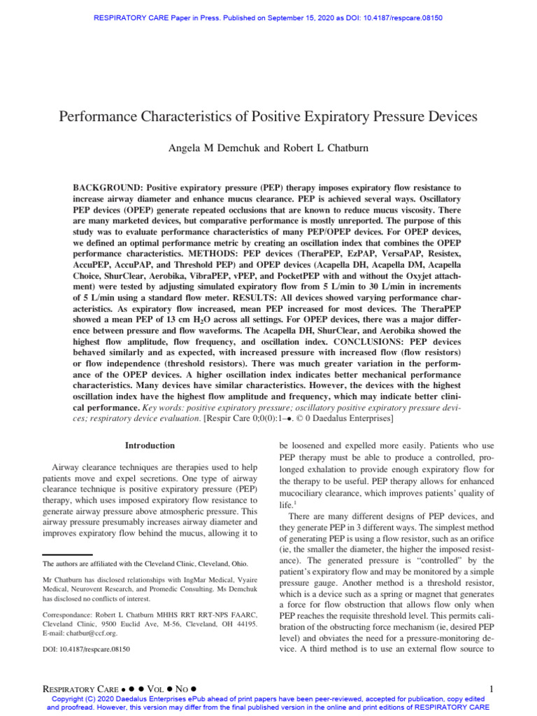 Evaluating PEP Device Performance | PDF | Oscillation | Exhalation