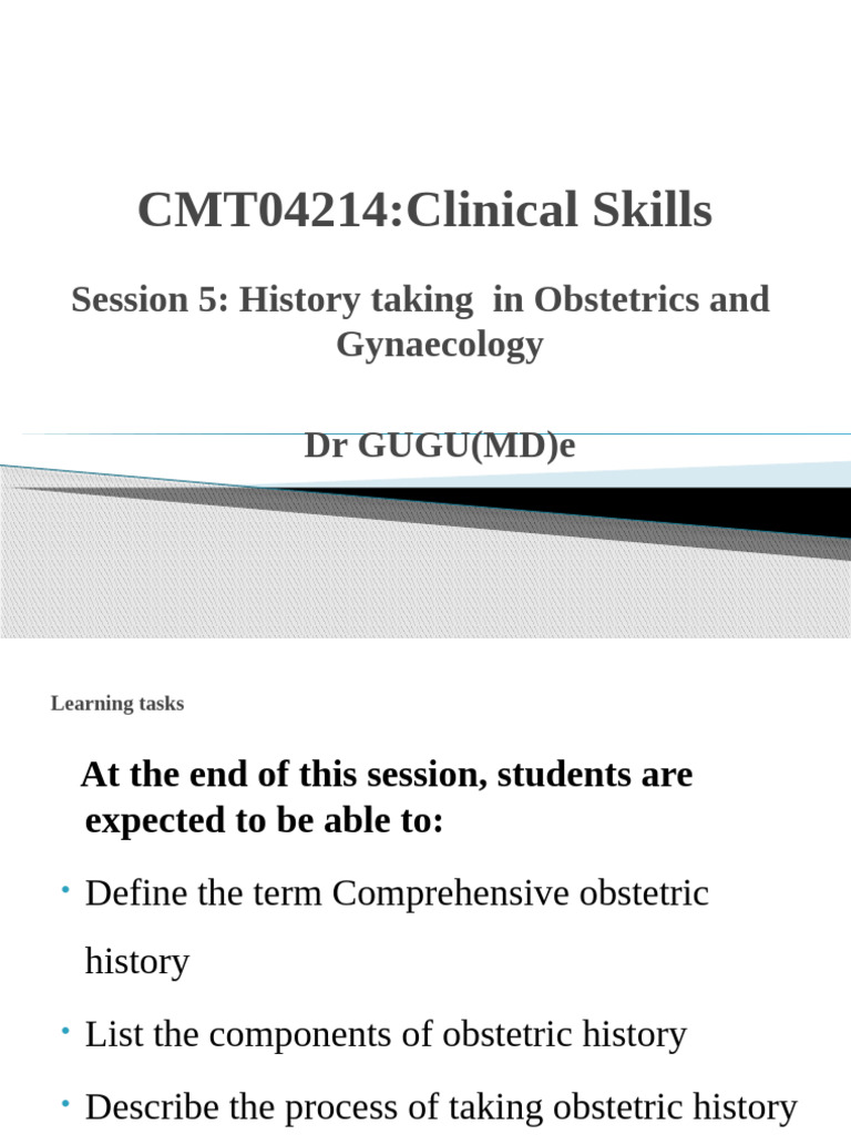 Obstetric History Taking Skills Guide | PDF | Pregnancy | Childbirth