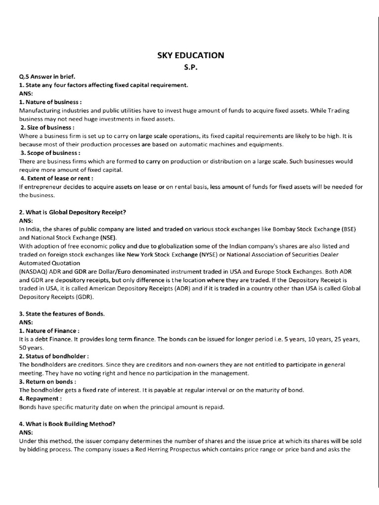 SP Long Answers | PDF
