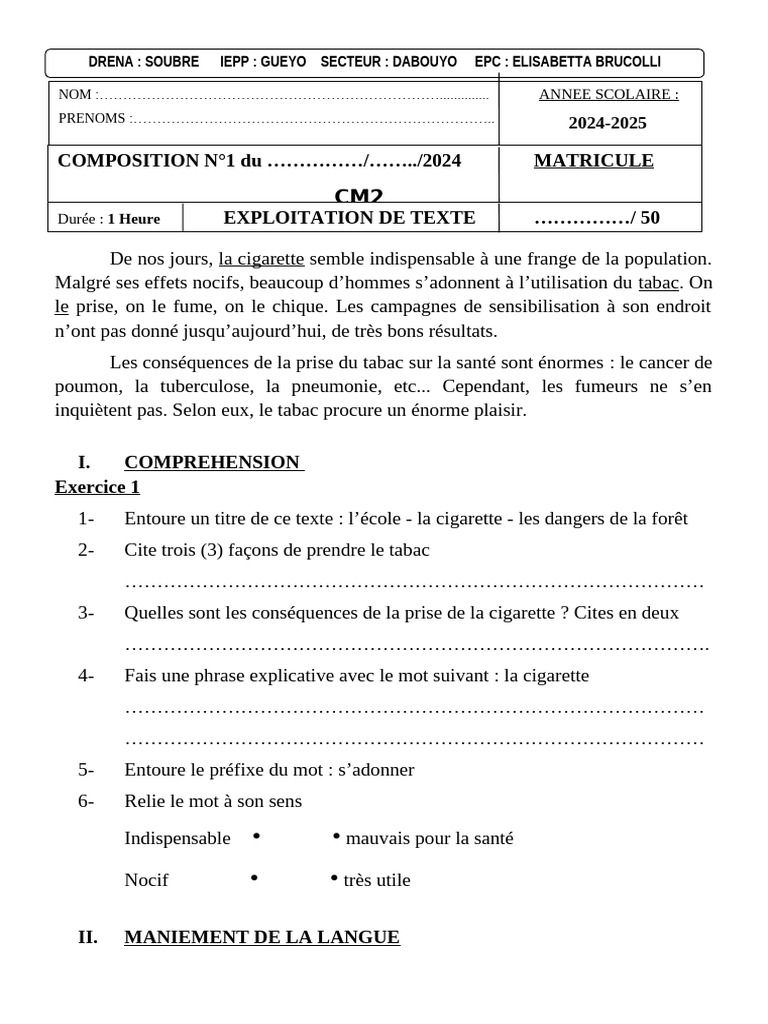 Dangers du tabac et ses effets sur la santé | PDF | Cigarette | Phrase