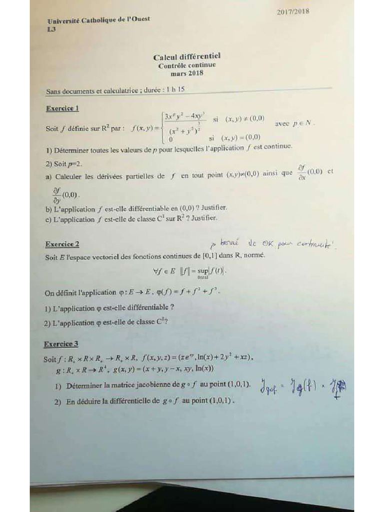 Calcul Diff Mars 2018 | PDF