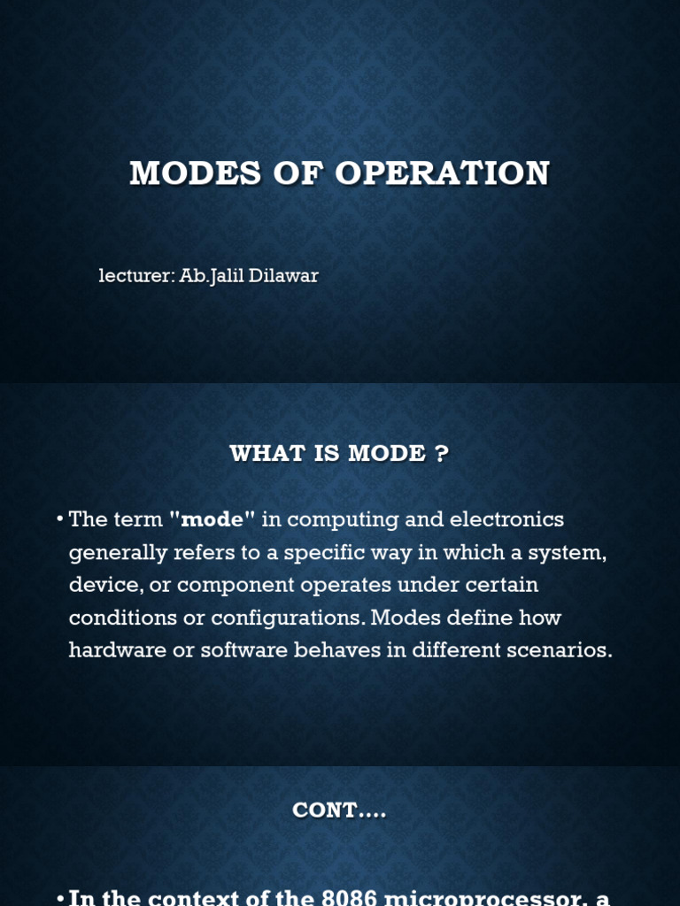 Modes of Operation in 8086 Microprocessor | PDF