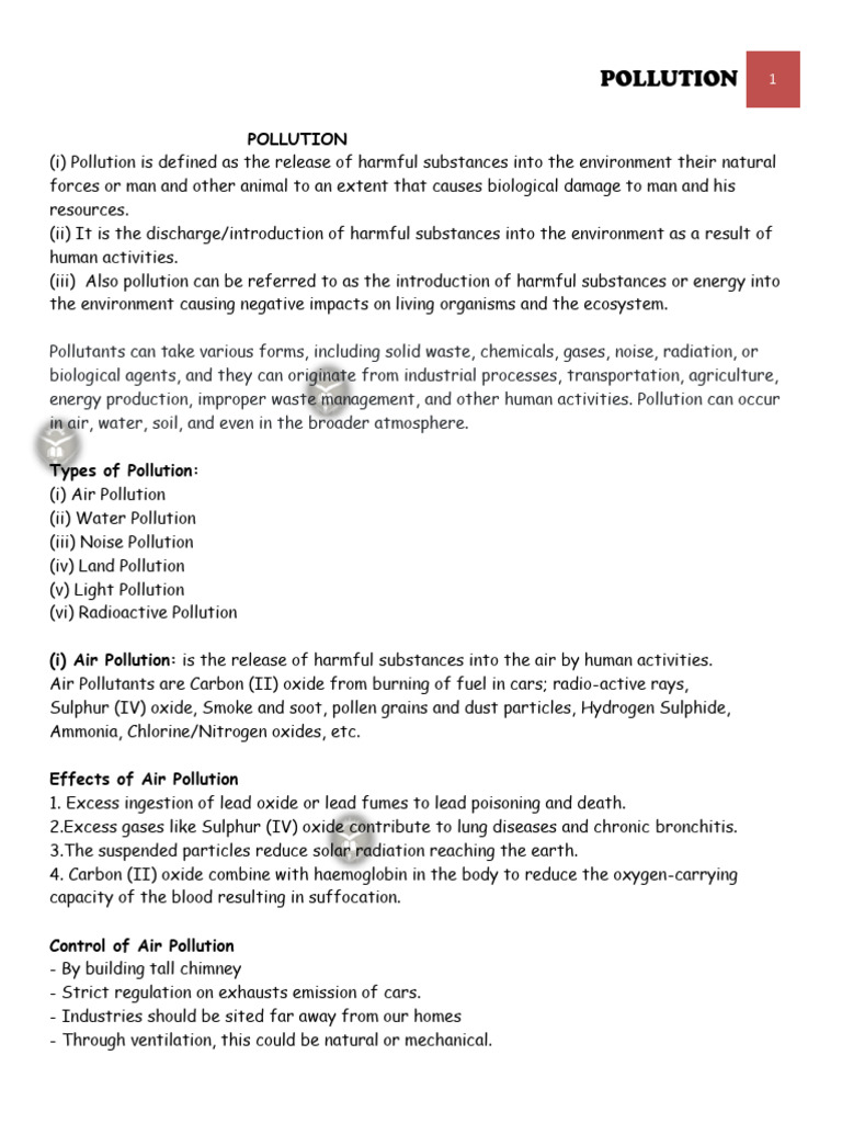 Understanding Pollution Types and Effects | PDF | Pollution | Climate ...
