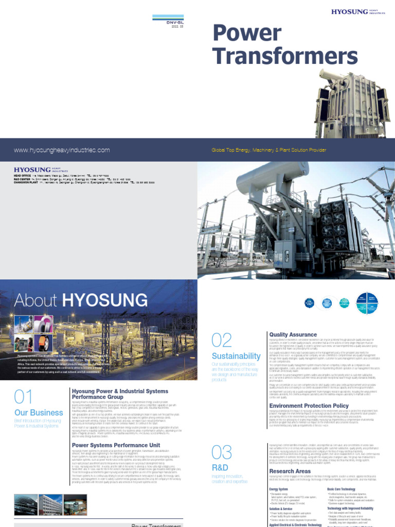 Hyosung Power Transformers Overview | PDF | Transformer | Insulator ...